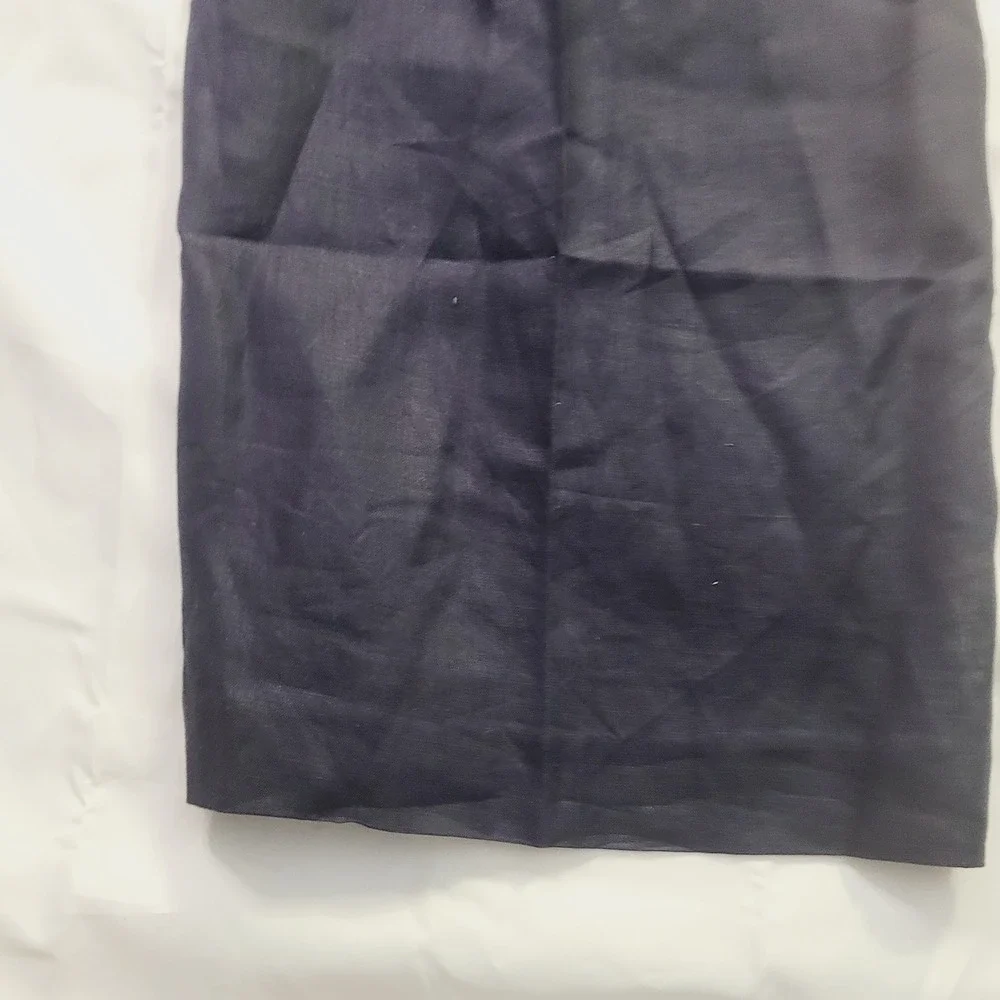 H&M Wide Leg Linen Blend Trousers Women's Size 12 Navy Blue Casual Professional